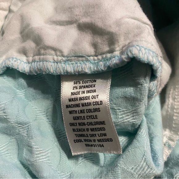 Crown & Ivy Blue Shelby Cotton Stretch Scalloped Hem Textured Shorts - Picture 5 of 5